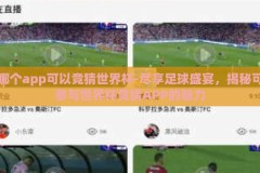 哪个app可以竞猜世界杯-尽享足球盛宴，揭秘可参与世界杯竞猜APP的魅力
