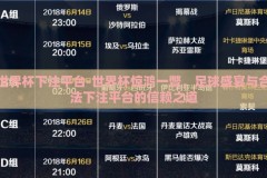 世界杯下注平台-世界杯惊鸿一瞥，足球盛宴与合法下注平台的信赖之道
