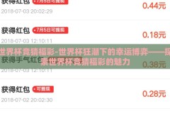 世界杯竞猜福彩-世界杯狂潮下的幸运博弈——探索世界杯竞猜福彩的魅力