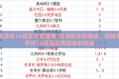 世界杯14场足彩竞猜表-追寻数字的奇迹，揭秘世界杯14场足彩竞猜表的奥秘