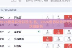 2026世界杯竞彩玩法-名，2026世界杯竞彩策略攻略解析
