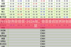 2026世界杯赔率-2026年，赔率里的世界杯新希望