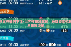 世界杯如何下注-世界杯投注策略，关键要素梳理与明智决策