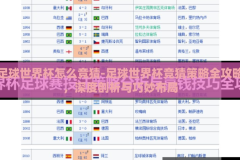 足球世界杯怎么竞猜-足球世界杯竞猜策略全攻略，深度剖析与巧妙布局