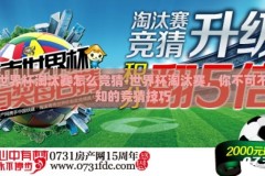 世界杯淘汰赛怎么竞猜-世界杯淘汰赛，你不可不知的竞猜技巧