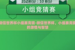 微信世界杯小组赛竞猜-微信世界杯，小组赛竞猜的激情与智慧
