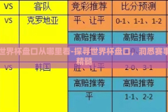 世界杯盘口从哪里看-探寻世界杯盘口，洞悉赛事精髓