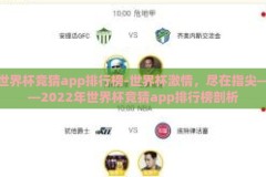 世界杯竞猜app排行榜-世界杯激情，尽在指尖——2022年世界杯竞猜app排行榜剖析