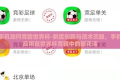手机如何竞猜世界杯-制度创新与技术交融，手机应用在世界杯竞猜中的新花活