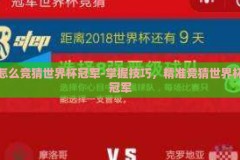 怎么竞猜世界杯冠军-掌握技巧，精准竞猜世界杯冠军
