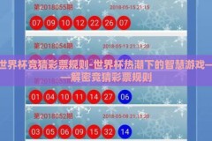 世界杯竞猜彩票规则-世界杯热潮下的智慧游戏——解密竞猜彩票规则