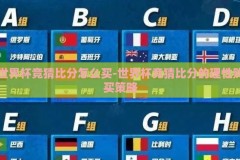 世界杯竞猜比分怎么买-世界杯竞猜比分的理性购买策略
