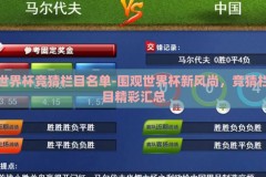 世界杯竞猜栏目名单-围观世界杯新风尚，竞猜栏目精彩汇总