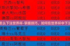 怎么下注世界杯-掌握技巧，如何在世界杯中下注