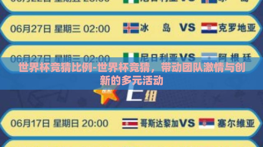 世界杯竞猜比例-世界杯竞猜,带动团队激情与创新的多元活动 世界杯竞猜比例-世界杯竞猜,带动团队激情与创新的多元活动