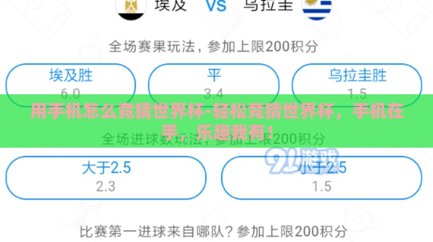 用手机怎么竞猜世界杯-轻松竞猜世界杯,手机在手,乐趣我有! 用手机怎么竞猜世界杯-轻松竞猜世界杯,手机在手,乐趣我有!