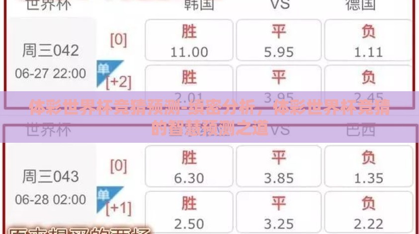体彩世界杯竞猜预测-缜密分析,体彩世界杯竞猜的智慧预测之道 体彩世界杯竞猜预测-缜密分析,体彩世界杯竞猜的智慧预测之道