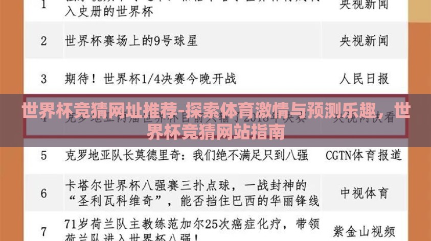 世界杯竞猜网址推荐-探索体育激情与预测乐趣,世界杯竞猜网站指南 世界杯竞猜网址推荐-探索体育激情与预测乐趣,世界杯竞猜网站指南