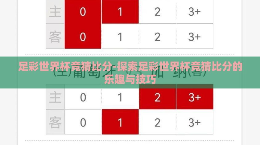 足彩世界杯竞猜比分-探索足彩世界杯竞猜比分的乐趣与技巧 足彩世界杯竞猜比分-探索足彩世界杯竞猜比分的乐趣与技巧