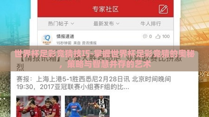 世界杯足彩竞猜技巧-掌握世界杯足彩竞猜的奥秘,策略与智慧并存的艺术 世界杯足彩竞猜技巧-掌握世界杯足彩竞猜的奥秘,策略与智慧并存的艺术