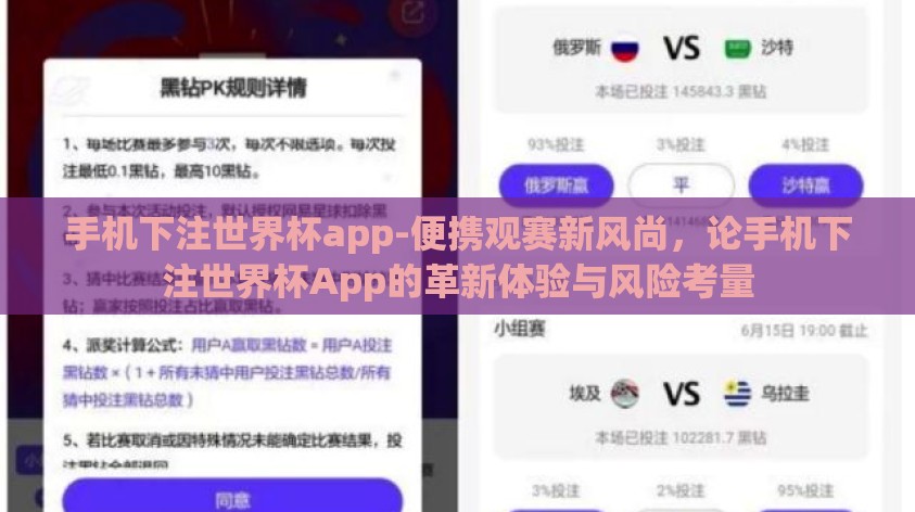 手机下注世界杯app-便携观赛新风尚，论手机下注世界杯App的革新体验与风险考量