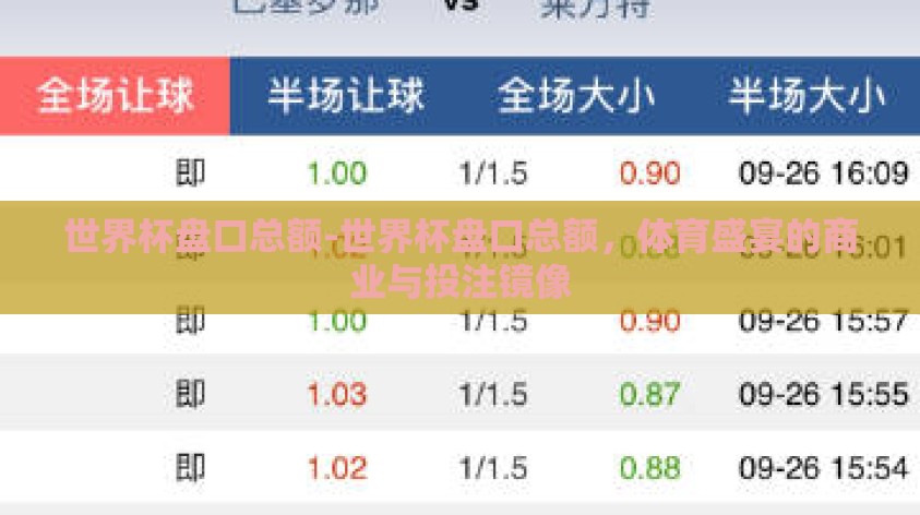 世界杯盘口总额-世界杯盘口总额，体育盛宴的商业与投注镜像