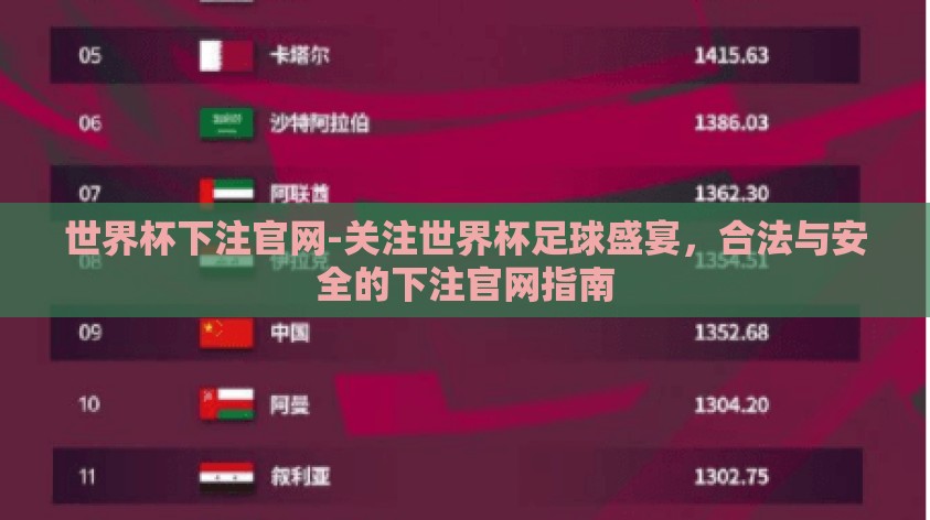 世界杯下注官网-关注世界杯足球盛宴，合法与安全的下注官网指南