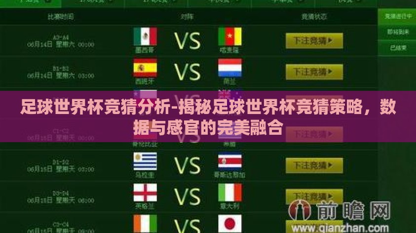 足球世界杯竞猜分析-揭秘足球世界杯竞猜策略，数据与感官的完美融合